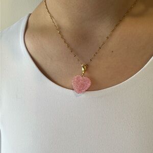 Stainless Steel Pink Heart Pendant Necklace
